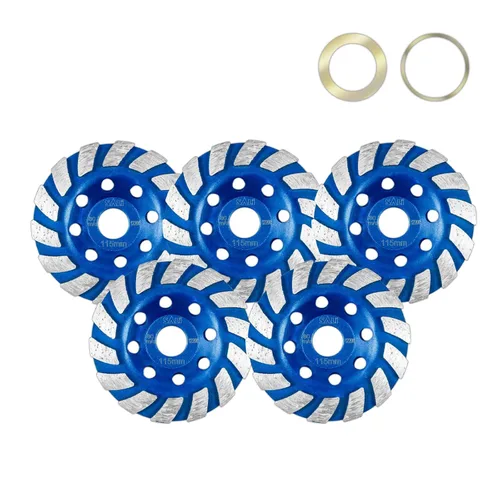 SALI 5 piezas de muela de molienda de diamante para hormigón de 4 1/2 pulgadas para pulido y limpieza de superficies de piedra, cemento, mármol,