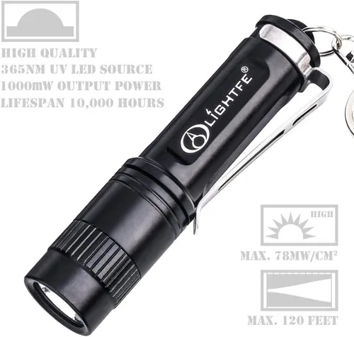 Miniatura 3 de Linterna de luz negra de 365 nm con salida de alta potencia, haz puro para luz de curación de pegamento UV, brillo fluorescente de roca y mineral