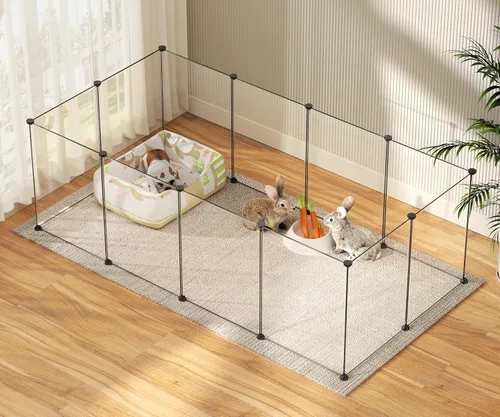 Miniatura 2 de Corralito para mascotas, corralito transparente para animales pequeños, cerca de patio para cachorros, conejos, cobayas, hurones, ratones