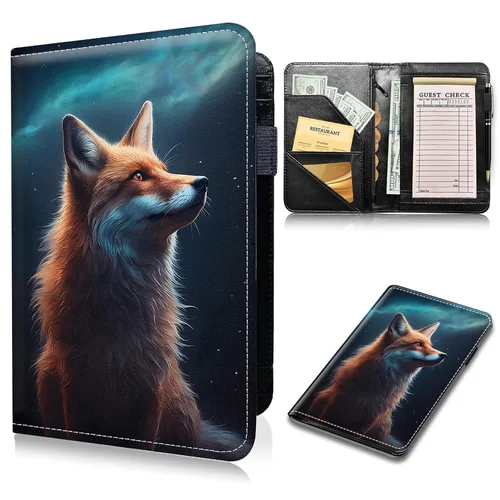 Miniatura 22 de Libros de mesero para camarera, cartera de cuero sintético con bolsillo con cremallera para mesero, organizador de libros para meseros, delantal