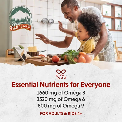 Miniatura 5 de Barlean's Suplemento líquido vegano de aceite de linaza, borraja y algas, Omega 3 6 9, granada y arándano, 3,980 mg de GLA, EPA y DHA de ácido