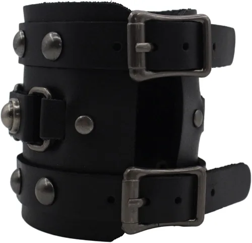 Miniatura 4 de Scddboy Pulsera ancha de cuero gótico para hombre, estilo punk rock Biker
