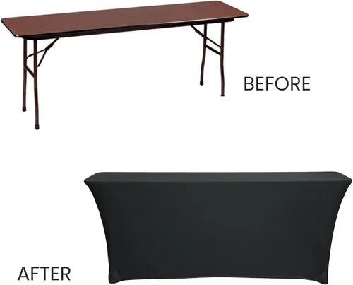 Miniatura 5 de YOUR CHAIR COVERS - Mantel elástico rectangular estándar de elastano de 6 pies x 18 pulgadas, color negro