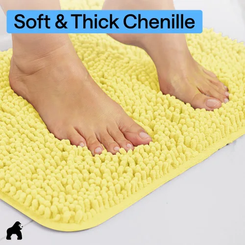 Miniatura 4 de Gorilla Grip - Tapete de baño de felpilla gruesa, suave y absorbente, secado rápido, de microfibra, con reverso de caucho, para piso de ducha