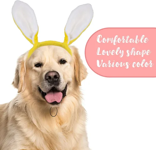 Miniatura 4 de Whaline Paquete de 3 diademas de conejo de Pascua para perro, conejo, orejas de caramelo, banda ajustable para el pelo para mascotas, accesorios