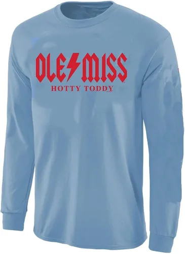 Ole Miss - Camiseta de manga larga para hombre, color azul claro