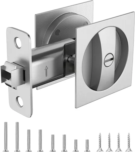Miniatura 14 de Cerradura de puerta de bolsillo redondo con indicador, 1 paquete de accesorios contemporáneos de privacidad para puerta, pestillo de puerta de Oro