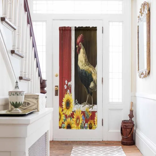 Miniatura 17 de Cortinas de puerta francesa de Navidad para ventana de puerta, panel de cortina con bolsillo para barra con alzapaños para luz lateral delantera
