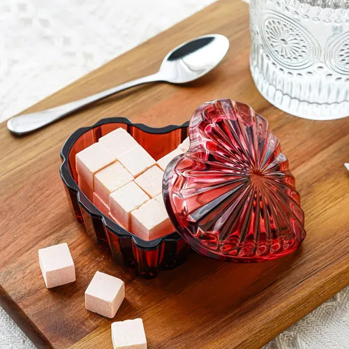 Miniatura 7 de kanpura Joyero de cristal en forma de corazón, caja de dulces con tapa, caja de almacenamiento para aretes, collar, pecho, caja de almacenamiento