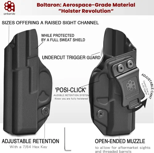 Miniatura 4 de Amberide IWB - Funda Kydex para Springfield Armory Hellcat, transporte oculto microcompacto, sin óptica/sin láser, inclinación ajustable, retención