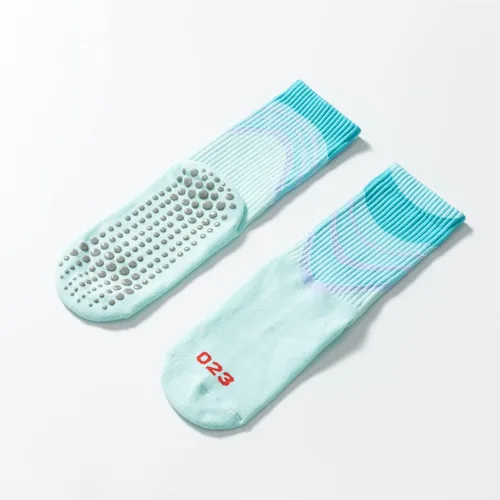 Miniatura 6 de Yoga Pilates Socks with Grips for Women Non Slip Solid Graffiti Cushioned Crew Socks for Barre Ballet Dance