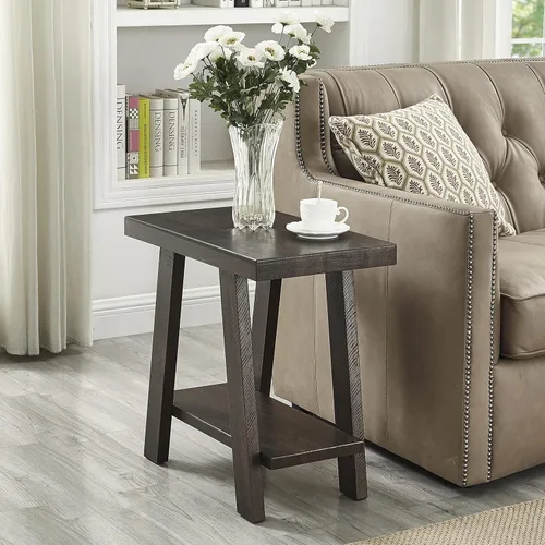 Miniatura 16 de Roundhill Furniture Athens Mesa Auxiliar Contemporánea de Madera con Estante, Negro