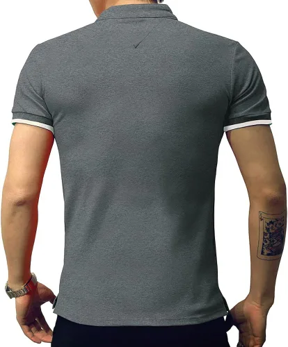 Miniatura 3 de LOGEEYAR - Polo de piqué para hombre, manga corta, ajustado, de algodón