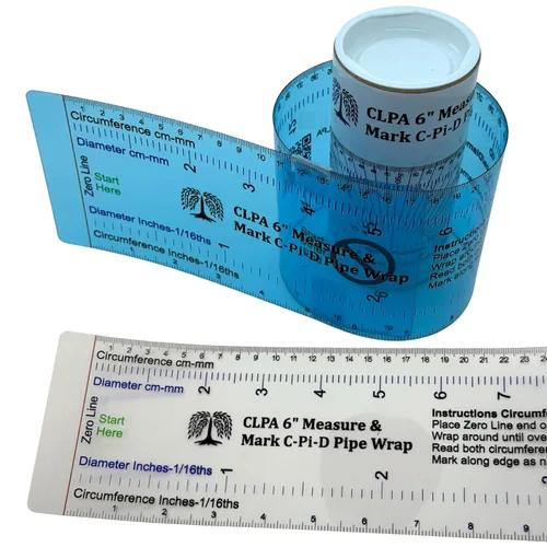 Medida de 6" de diámetro y marca C-Pi-D Envoltura alrededor de tubo - Una herramienta de medición y marcado de tubos, y guía de corte de tubos.
