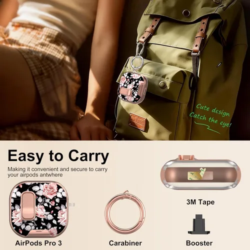 Miniatura 5 de Maxjoy Funda protectora transparente para AirPods 4, funda protectora suave y linda flor para AirPod 4 para mujeres con llavero para AirPods 4, Rosa