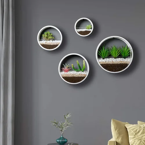 Miniatura 3 de Jarrón redondo de metal retro con globo de pared, soporte para plantas de aire, maceta vintage, contenedor de cactus suculentas, maceta de pared