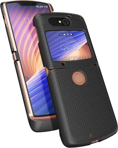 Miniatura 4 de Nakedcellphone Funda para Motorola RAZR 5G Flip Phone, [Negro] Carcasa rígida a presión [textura de cuadrícula] para Motorola Moto RAZR 5G Flip