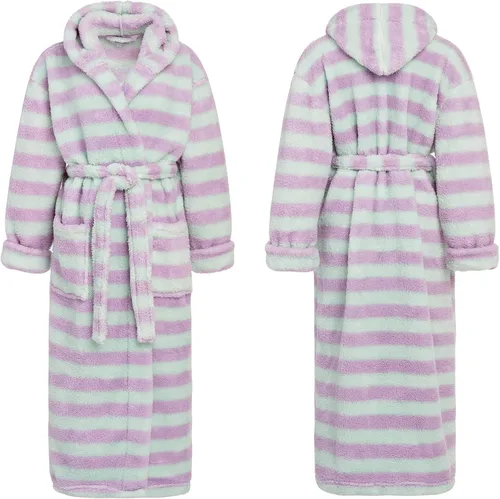 Miniatura 4 de Alexander Del Rossa - Bata de baño larga de cálido y suave vellón, con capucha, para mujer, para el invierno