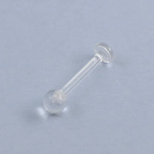 Miniatura 5 de BodyJewelryOnline 4 piezas de 14G acrílico transparente Bioflex retenedores de lengua barras rectas media bola retenedor pezón anillos tragus
