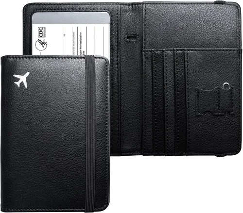 Miniatura 14 de Mymazn Portatarjetas de pasaporte y vacunación Combo de portatarjetas para pasaporte y cartera de viaje con tarjetero de vacunación, funda