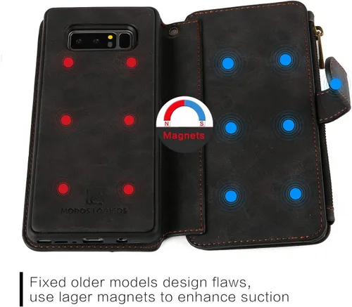 Miniatura 8 de MODOS LOGICOS Funda para Samsung Galaxy Note 8, [Cartera desmontable Folio] [2 en 1] [Almacenamiento de efectivo con cremallera]