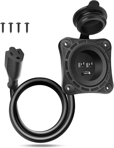 Miniatura 9 de MECESOR Enchufe de puerto de entrada de alimentación de CA de 15 amperios y 125 V, enchufe de entrada de alimentación de tierra RV con cable