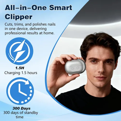 Miniatura 3 de Cortauñas inteligente Easy Clipper, nuevo cortauñas eléctrico 3 en 1 Easyclip para personas mayores, cortauñas automático con luz LED