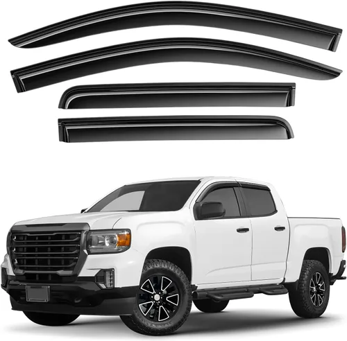 Miniatura 23 de Deflectores de ventana tintados ahumados con cinta adhesiva para ventana lateral, deflectores de lluvia compatibles con Honda Pilot 2016-2022 - 4