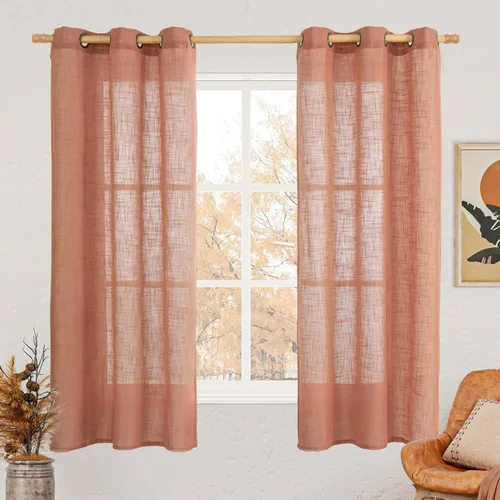 Miniatura 126 de LAMIT Cortinas de lino sintético para dormitorio, paneles filtrantes de luz, cortinas de lino con protección de privacidad con ojales para ventanas