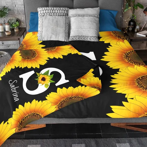 Miniatura 3 de Manta personalizada de girasoles con nombre, mantas de bebé personalizadas para niñas y niños, mantas personalizadas con iniciales, manta con nombre