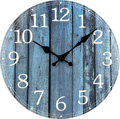 Miniatura 11 de Plumeet Reloj de Pared Pequeño, Relojes de Pared de Madera Sin Marco de 10'', con Movimiento de Cuarzo Silencioso, Relojes Rústicos de Nogal
