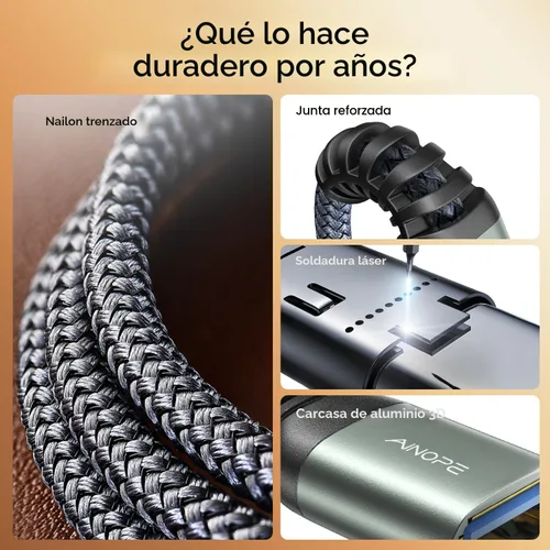 Miniatura 2 de AINOPE Cable de extensión USB, extensor USB, cable de extensión USB 3.0, cable macho a hembra, cable de alta transferencia de datos compatible