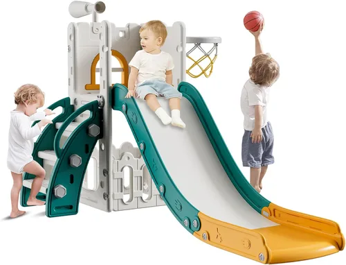 Miniatura 7 de Juego de tobogán infantil para niños pequeños, para interiores y exteriores, con espacio de almacenamiento y pasos antideslizantes, regalos
