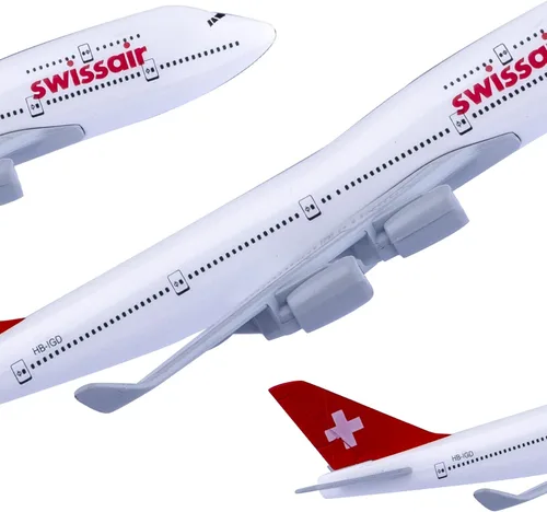 Miniatura 4 de Modelo Aviones Escala 1:400 Modelo Swiss B747 Modelo Avión Diecast Aviones para Regalo y Colección