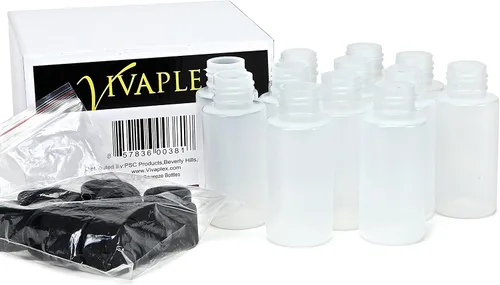 Miniatura 3 de Vivaplex - Botellas de plástico transparente de 2 onzas con tapas abatibles negras, paquete de 12