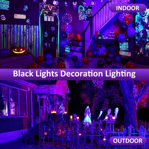 Miniatura 9 de T-SUN Barra de luz LED negra de 72 W, barras de luz negra con enchufe e interruptor, tira de luces de área de 22 x 22 pies para fiesta brillante