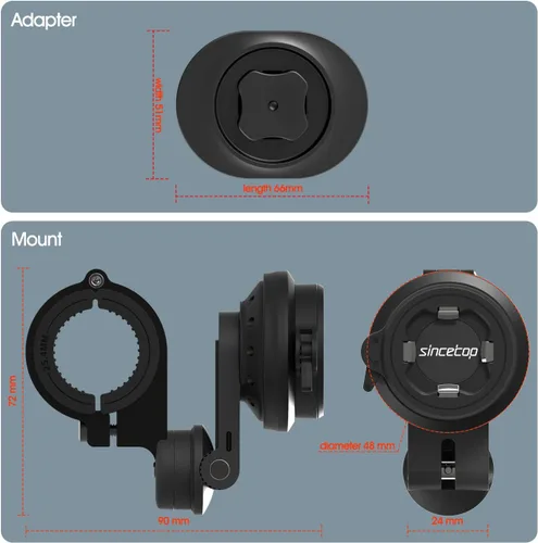 Miniatura 9 de Soporte de teléfono para motocicleta, soporte para teléfono celular con módulo amortiguador de vibraciones, soporte de manillar de bicicleta frontal