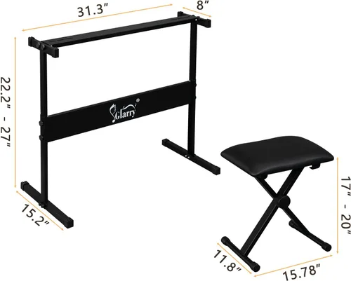 Miniatura 6 de GLARRY Juego de teclado de piano electrónico portátil de 61 teclas con pantalla LCD, soporte, micrófono, auriculares, soporte, banco, modos