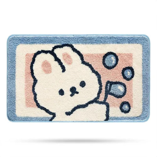 Miniatura 11 de Molesun Tapete de baño de conejo, extra suave y absorbente, lindo, lavable a máquina, tapete antideslizante de animales para bañera, ducha y baño