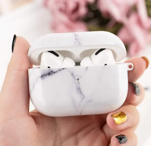 Miniatura 2 de Funda para Airpods Pro - YOMPLOW Funda protectora rígida de piel portátil y a prueba de golpes para mujeres y niñas con llavero para Apple Airpods