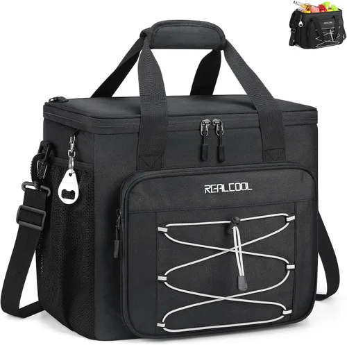 RealCool Bolsa térmica suave de 35/45 latas, hielera plegable aislada a prueba de fugas, lonchera grande para hombres y mujeres, enfriador de lados