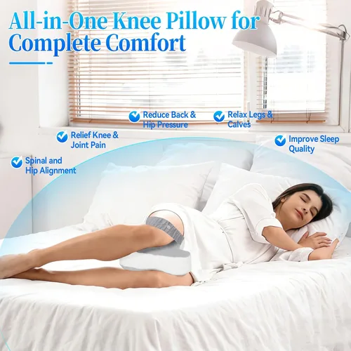 Miniatura 2 de Knee Pillow for Side Sleepers, Memory Foam Leg Pillow for Side Sleeping with Adjustable Strap, for Comfortable wear Between the Legs While Sleeping