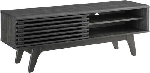Miniatura 10 de Mueble para televisor de 48 pulgadas Modway Render, de estilo moderno de mediados de siglo con perfil bajo, color roble
