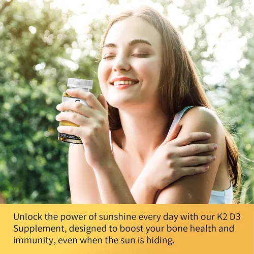 Miniatura 7 de Suplemento de Vitamina D3 K2 con Vitamina D3 5000 UI, 200 mcg de Vitamina K2 MK-7 y Aceite de Coco Natural, Fórmula 2-1 a Base de Plantas