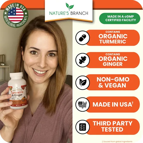 Miniatura 2 de Suplemento de Cúrcuma y Jengibre - Cúrcuma Orgánica y BioPerine - 95% Curcuminoides para Apoyo Articular y Digestión Extracto de Pimienta Negra