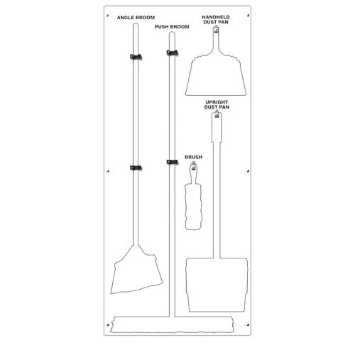 Miniatura 9 de Clean & Sweep 5S - Soporte para escoba de montaje en pared, tablero de 68 x 30 pulgadas, estación de limpieza 5S, solo tablero, herramientas se