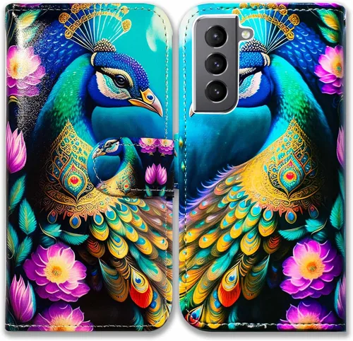 Miniatura 14 de Bcov Funda para Galaxy S22, diseño de pájaro negro y verde con tapa para teléfono con ranura para tarjeta y soporte para Samsung Galaxy S22 5G