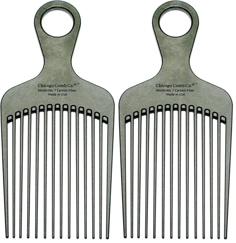 Miniatura 10 de Chicago Comb Peine de púa de fibra de carbono modelo 7, para peinados largos y gruesos y afro, color negro, 6 pulgadas (5.9 in)