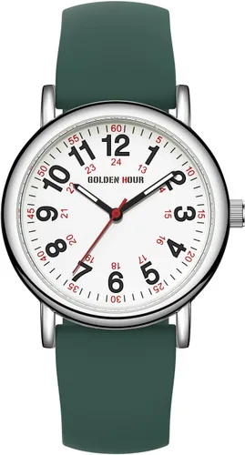 Miniatura 2 de GOLDEN HOUR Reloj de enfermera impermeable para profesionales médicos, estudiantes, mujeres y hombres, esfera luminosa de fácil lectura, 24 horas