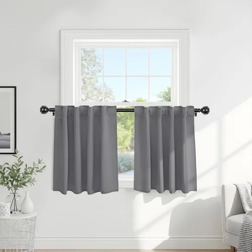 Miniatura 87 de PONY DANCE Cortinas cortas con aislamiento térmico para ventana pequeña, para guardería, baño, cocina, lavandería, caravana, sótano, 29 pulgadas
